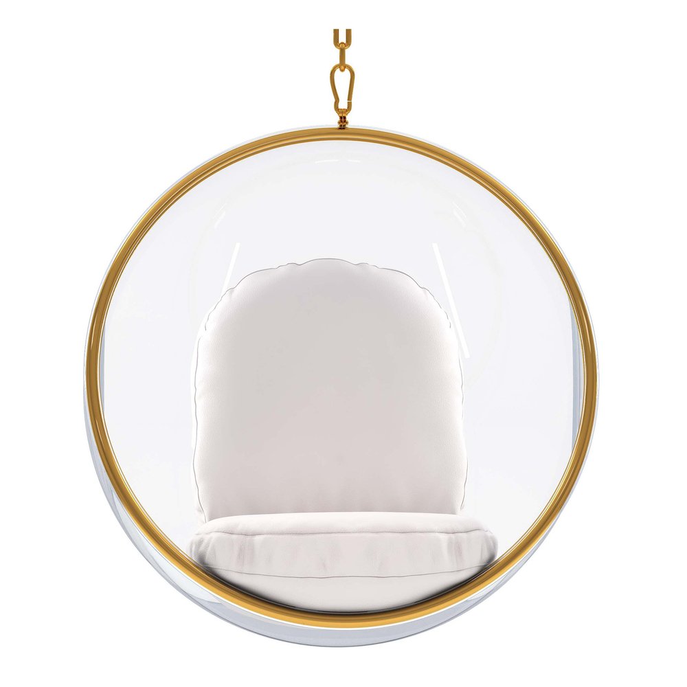 42" White Faux Leather Balloon Chair