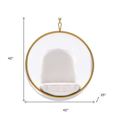 42" White Faux Leather Balloon Chair