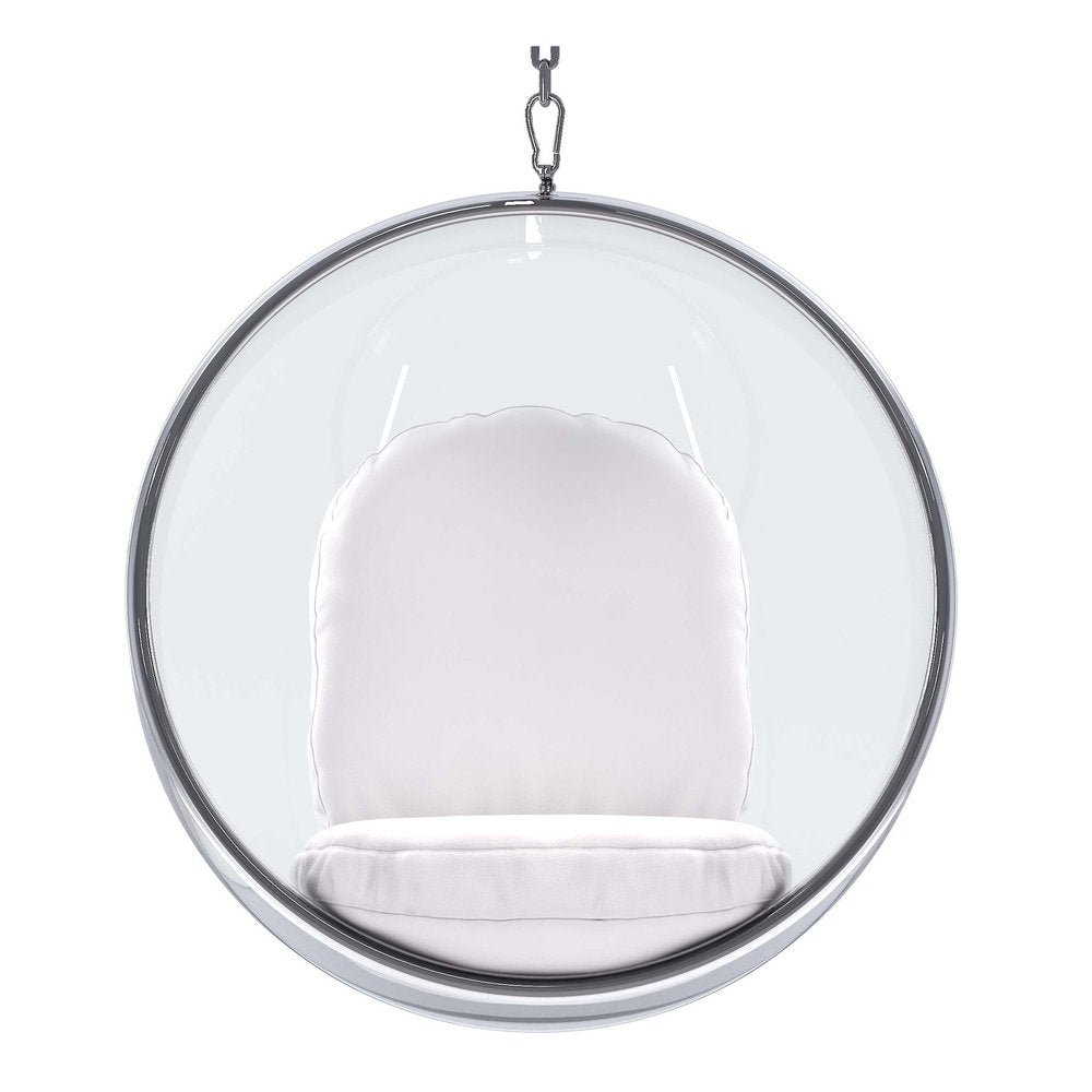 42" White Faux Leather Balloon Chair