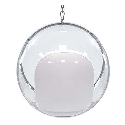 42" White Faux Leather Balloon Chair