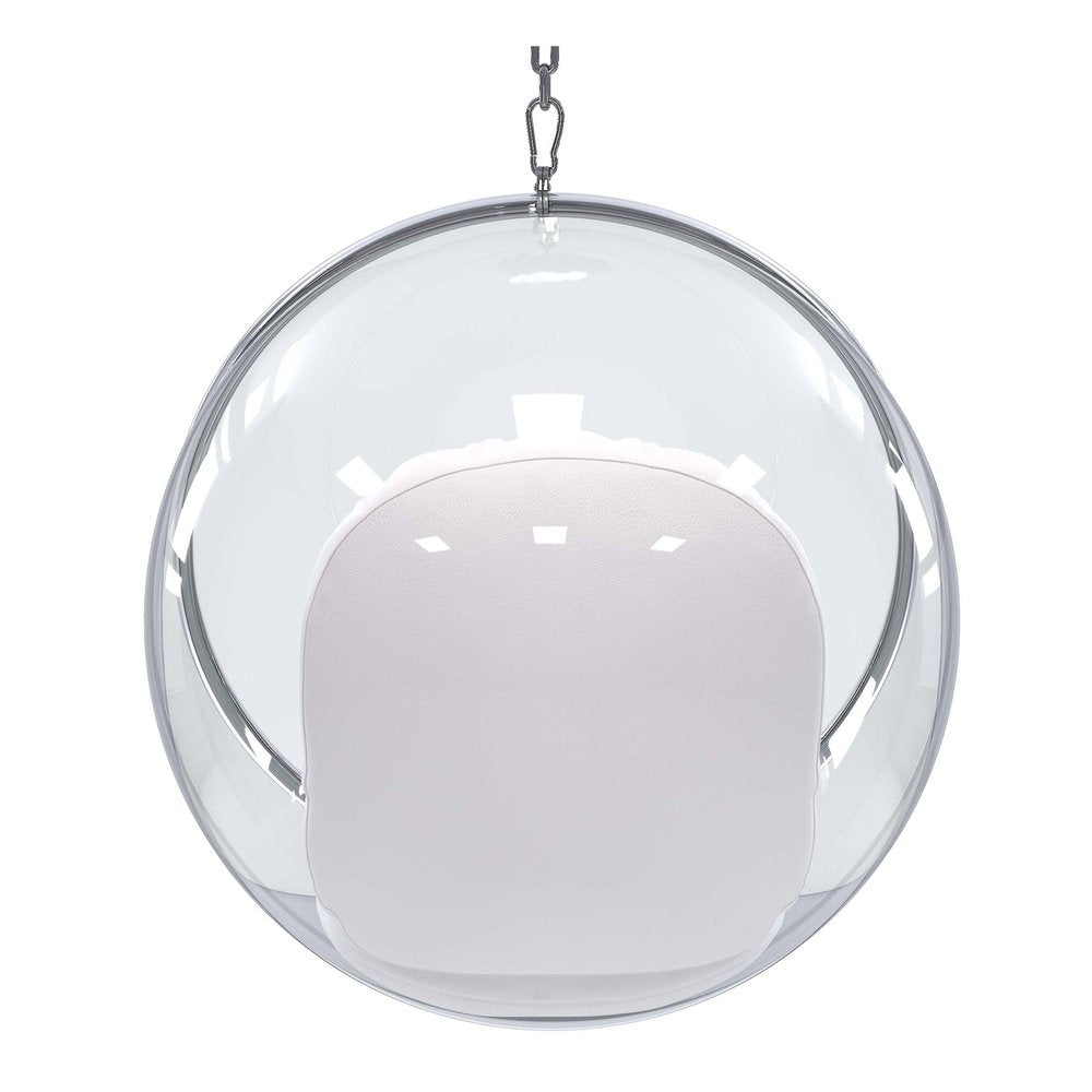 42" White Faux Leather Balloon Chair