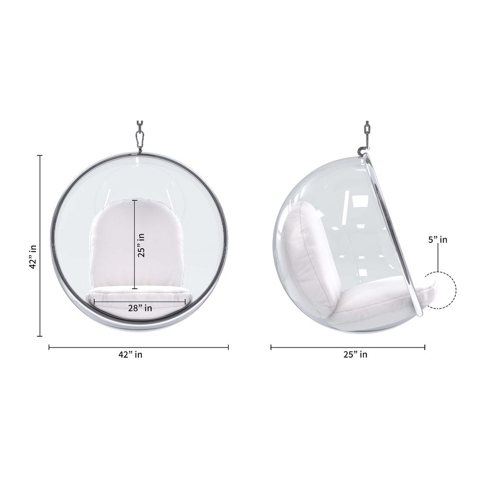 42" White Faux Leather Balloon Chair