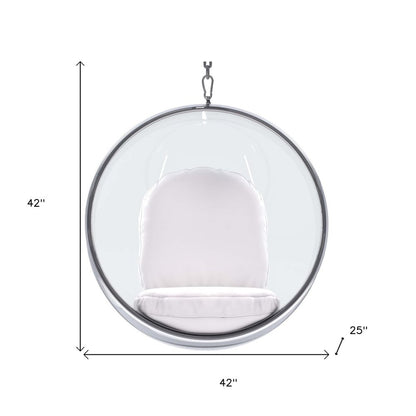 42" White Faux Leather Balloon Chair