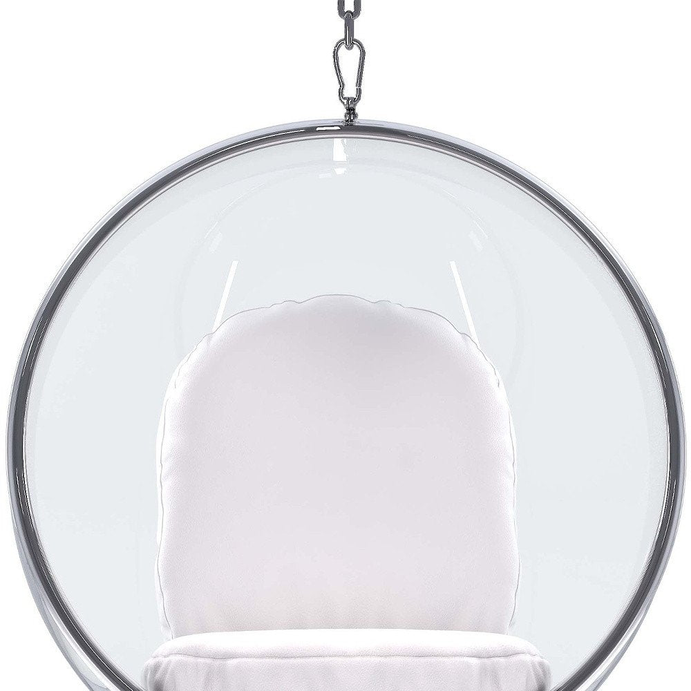 42" White Faux Leather Balloon Chair