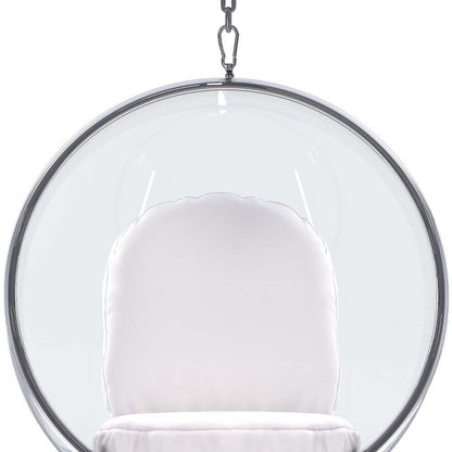 42" White Faux Leather Balloon Chair
