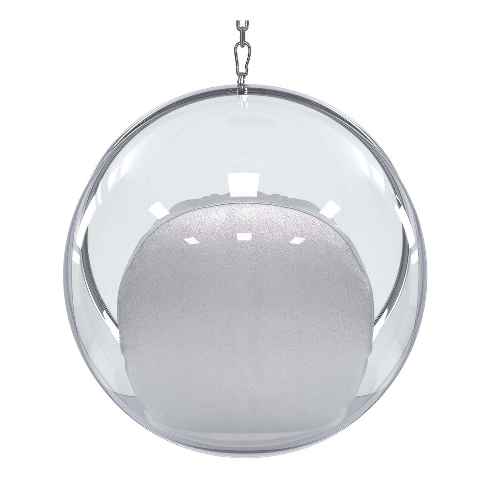 42" Silver Faux Leather Balloon Chair