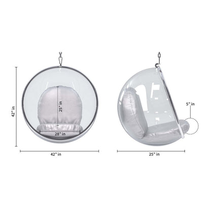 42" Silver Faux Leather Balloon Chair