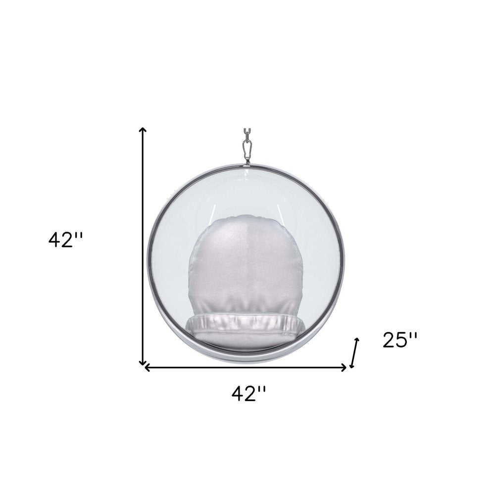 42" Silver Faux Leather Balloon Chair