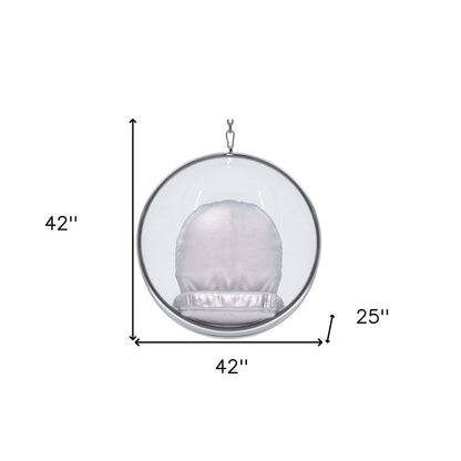 42" Silver Faux Leather Balloon Chair