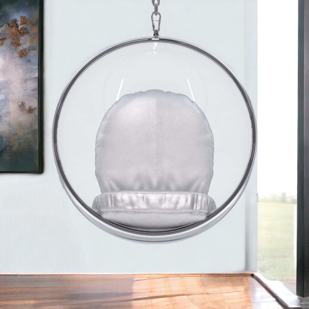 42" Silver Faux Leather Balloon Chair