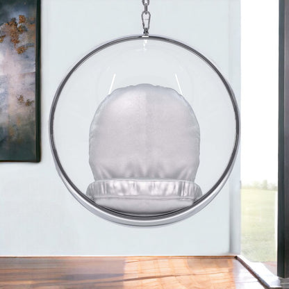 42" Silver Faux Leather Balloon Chair