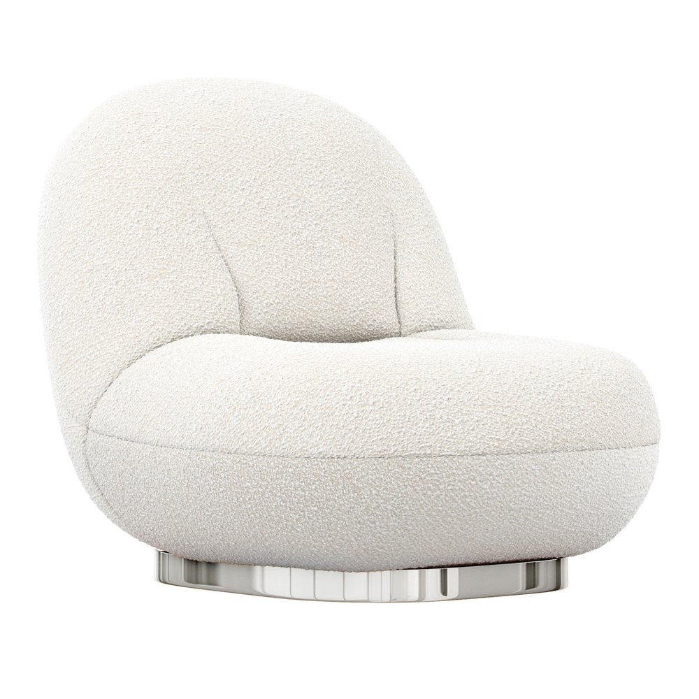 30" White and Silver Boucle Slipper Chair