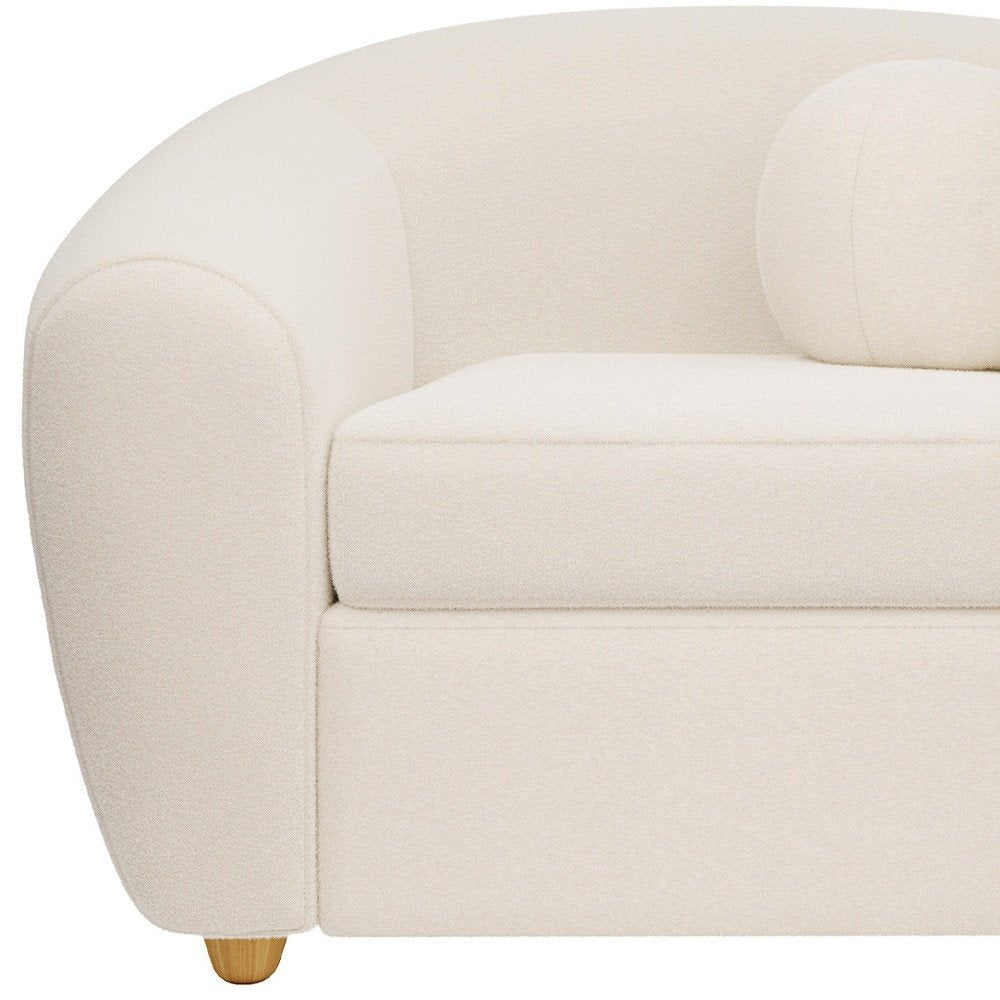 39" White and Natural Boucle Arm Chair