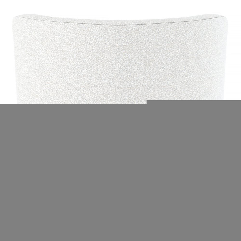 28" White and Gold Boucle Swivel Barrel Chair