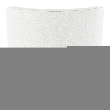 28" White and Gold Boucle Swivel Barrel Chair