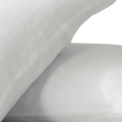 Set of Two Light Gray Linen Pillowcases