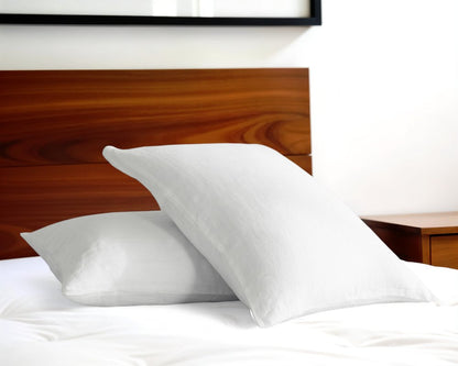 Set of Two Light Gray Linen Pillowcases