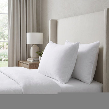 Set of Two White Linen King Pillowcases