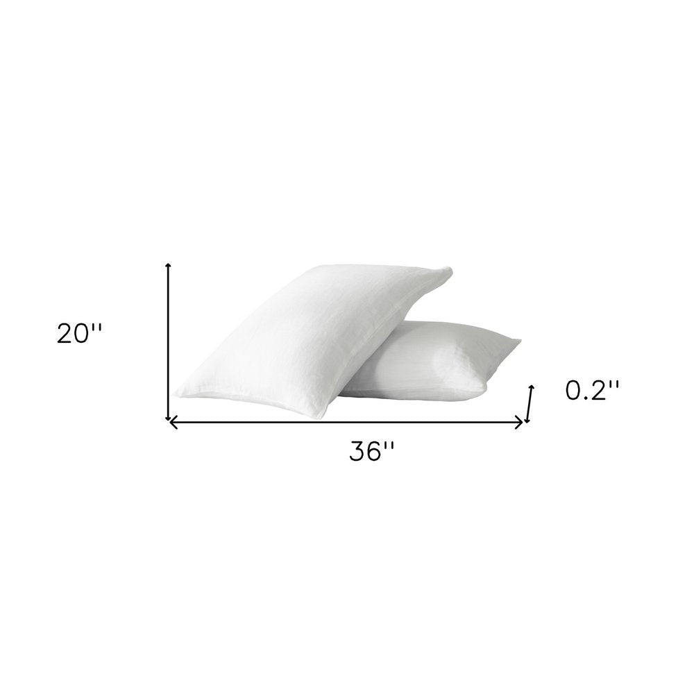 Set of Two Light Gray Linen King Pillowcases