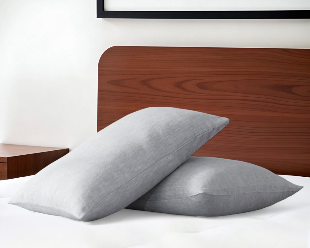 Set of Two Blue Linen Pillowcases