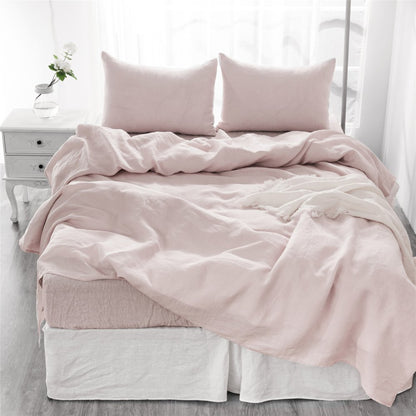 Four Piece Light Gray Linen Sheet Set