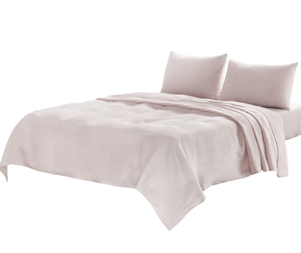 Four Piece Light Gray Linen Sheet Set