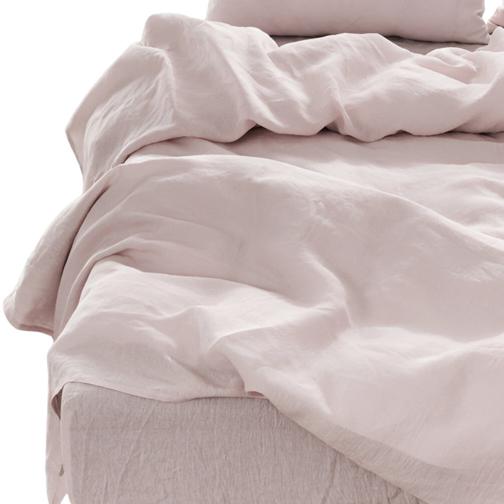 Four Piece Light Pink Linen Sheet Set