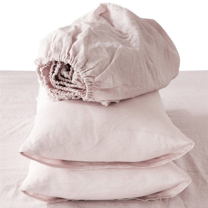 Four Piece Light Gray Linen Sheet Set