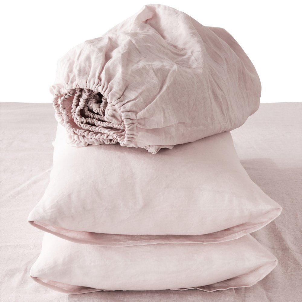 Four Piece Light Gray Linen Sheet Set