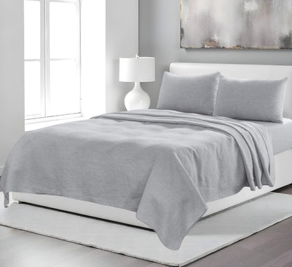 Four Piece Light Gray Linen Sheet Set