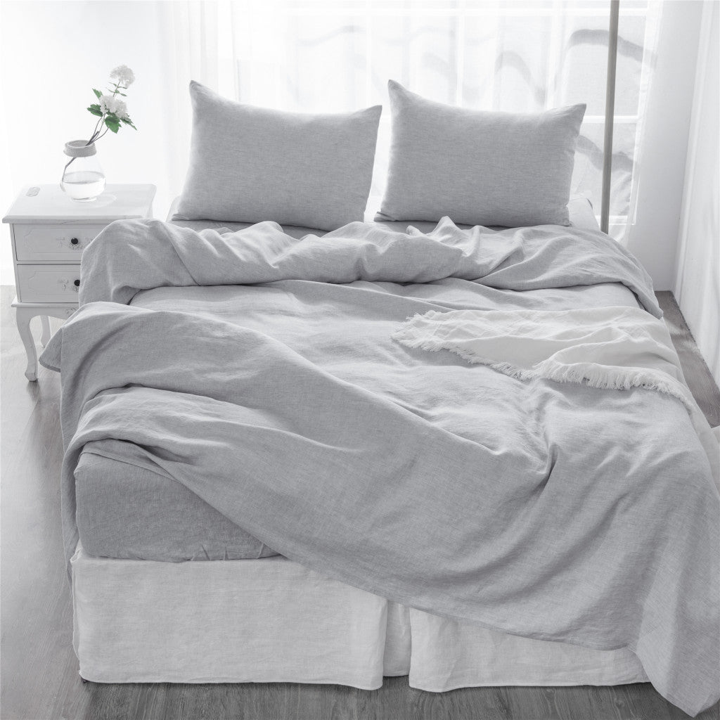Four Piece Light Pink Linen Sheet Set