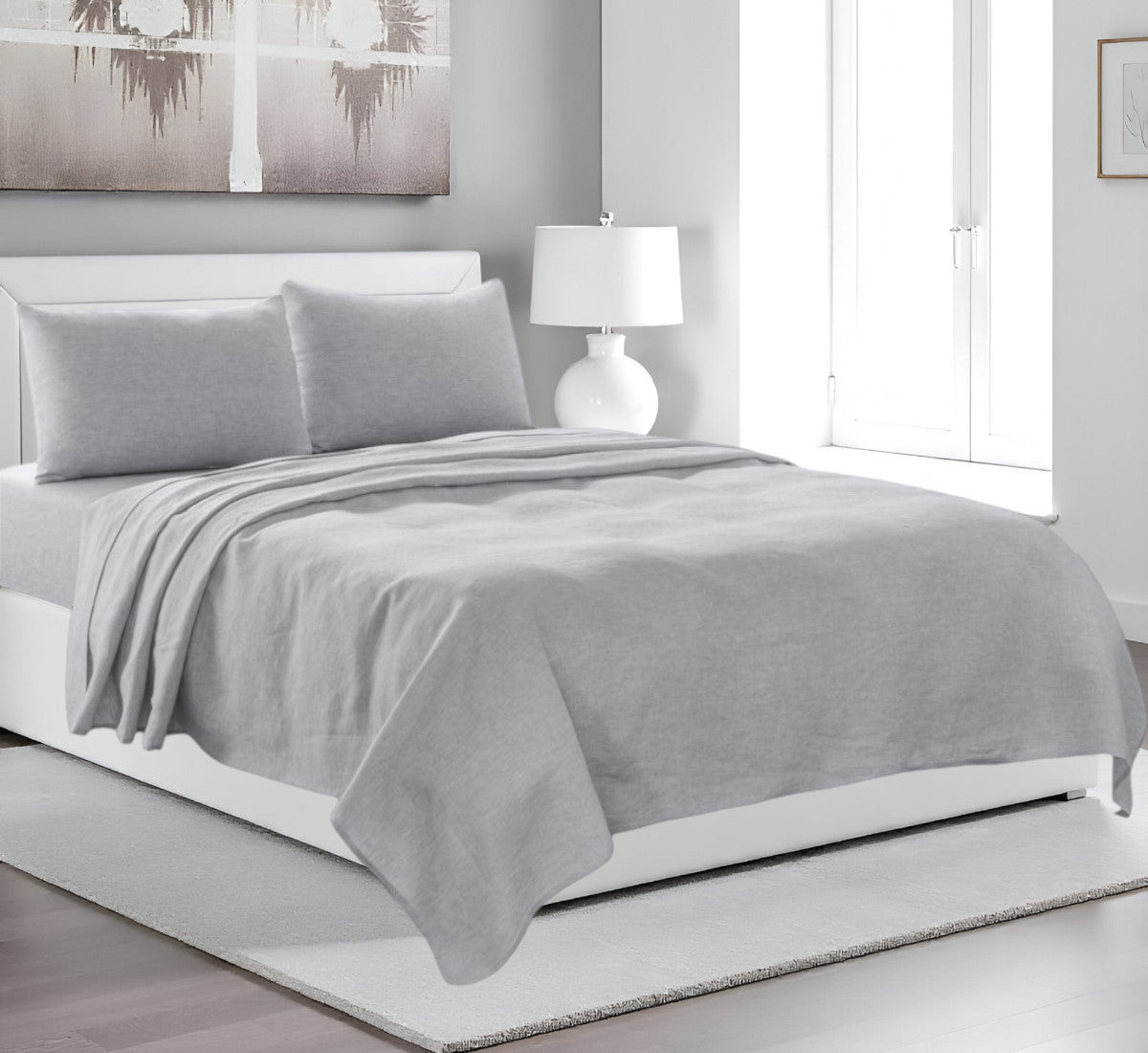 Four Piece Light Pink Linen Sheet Set