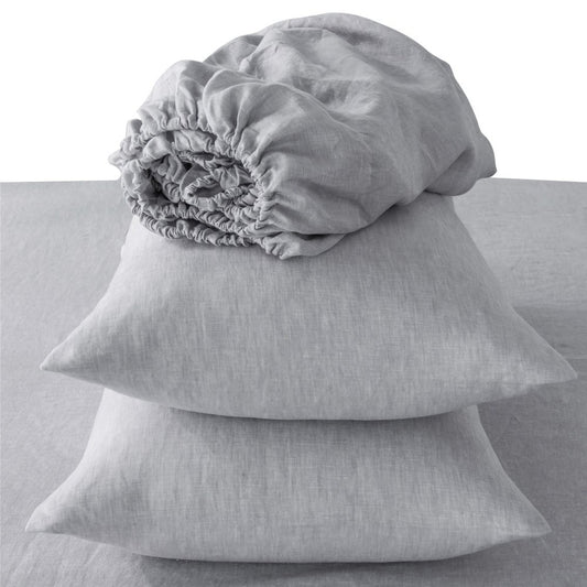 Four Piece Light Gray Linen King Sheet Set