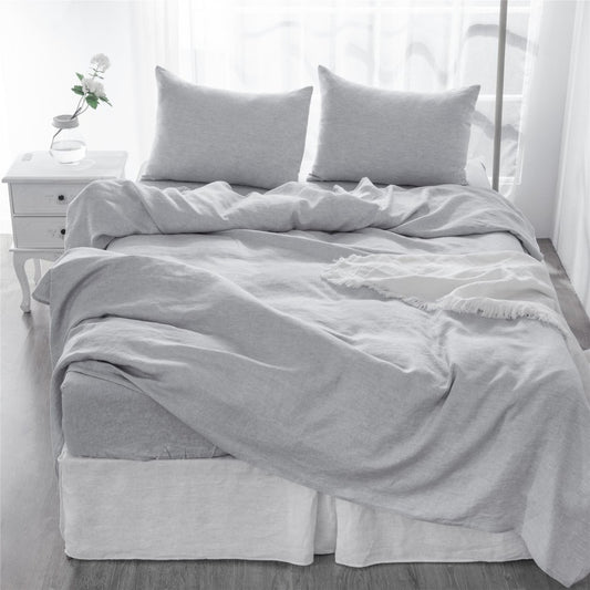 Four Piece Light Gray Linen King Sheet Set