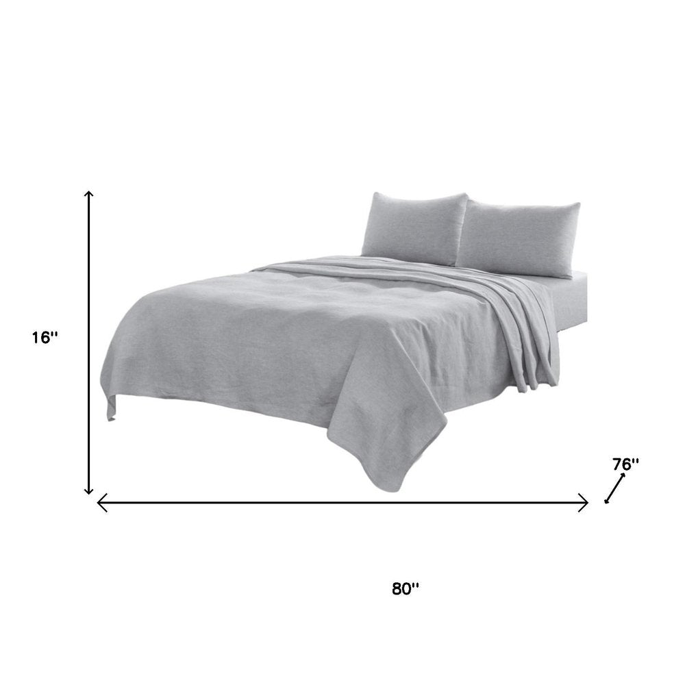 Four Piece Light Gray Linen King Sheet Set