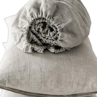 Four Piece Light Gray Linen Sheet Set