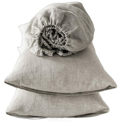 Four Piece Light Gray Linen Sheet Set