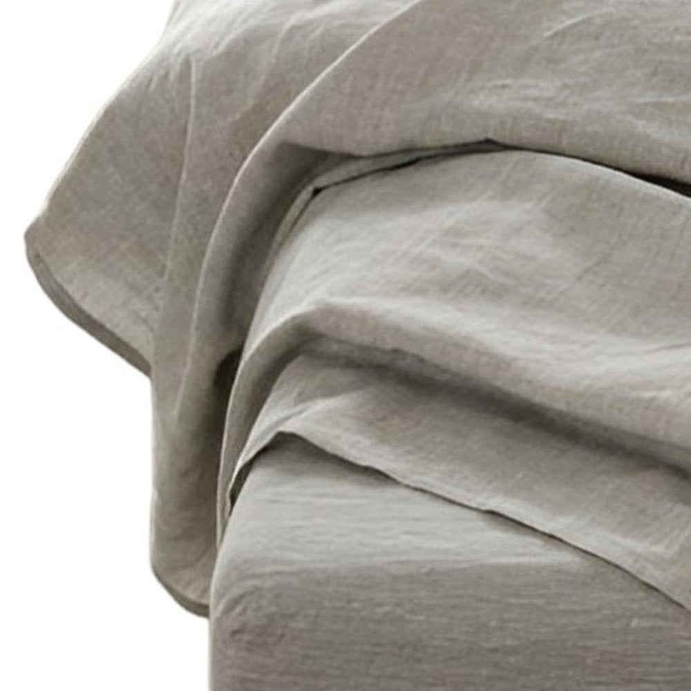 Four Piece Light Gray Linen Sheet Set