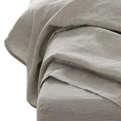 Four Piece Light Gray Linen Sheet Set
