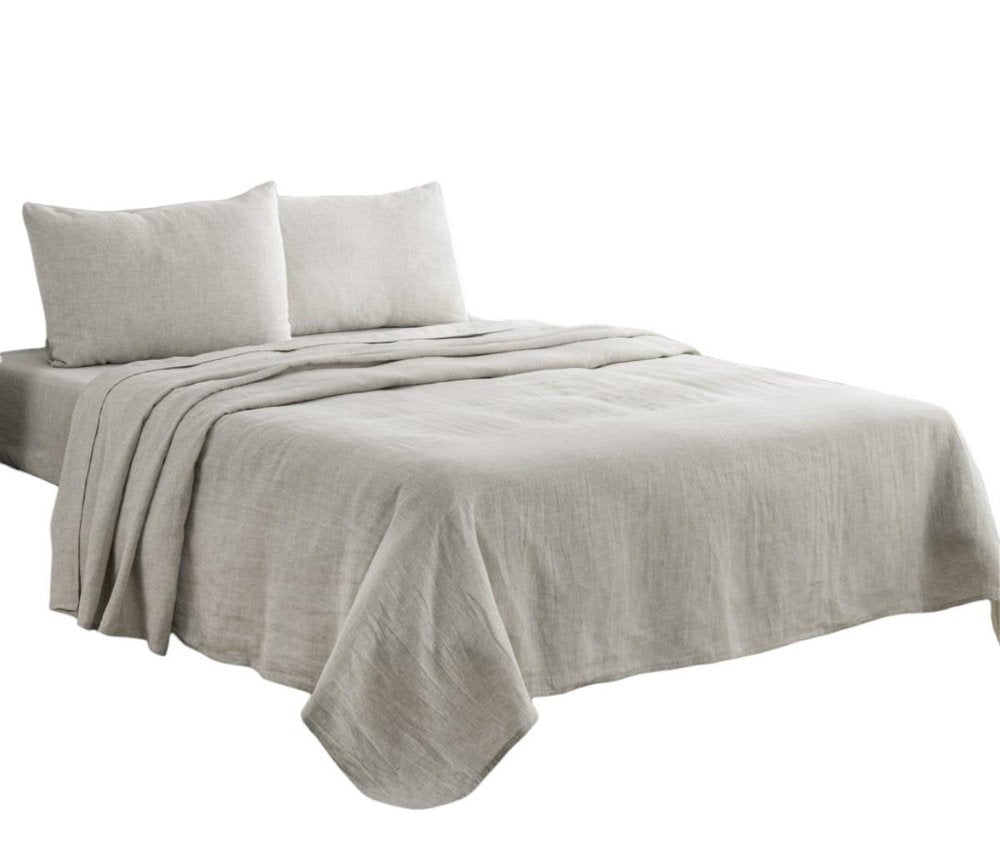Four Piece Slate Gray Linen California King Sheet Set
