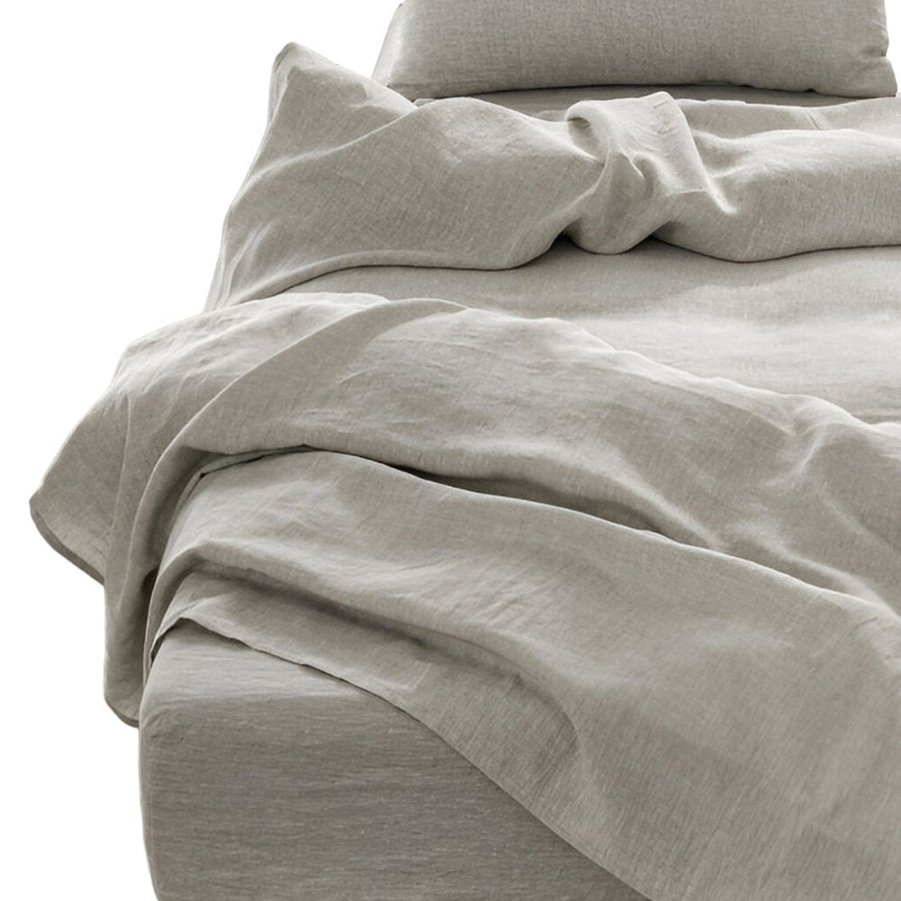 Four Piece Slate Gray Linen California King Sheet Set