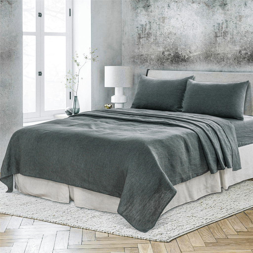 Four Piece Light Pink Linen Sheet Set