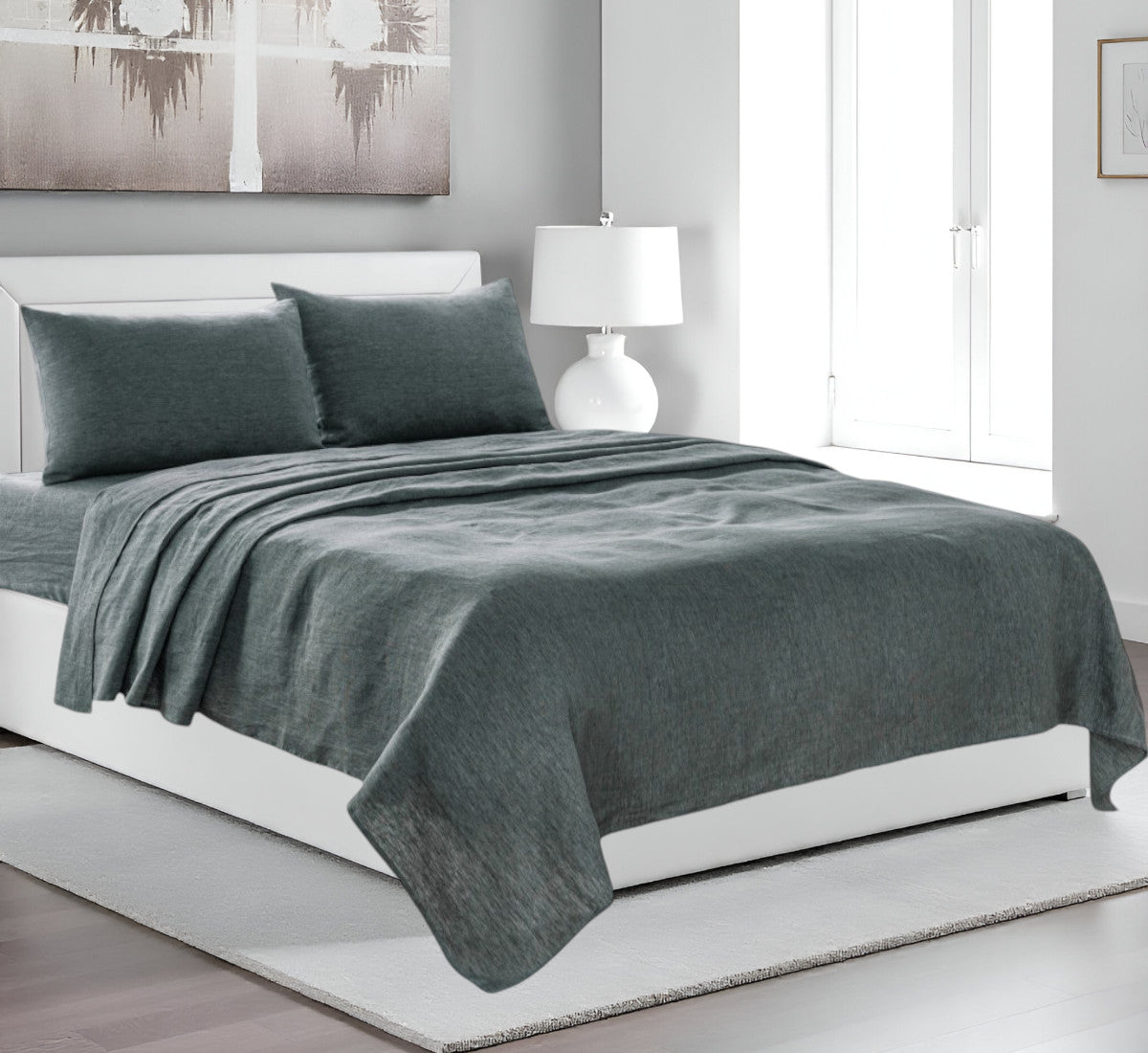 Four Piece Light Pink Linen Sheet Set