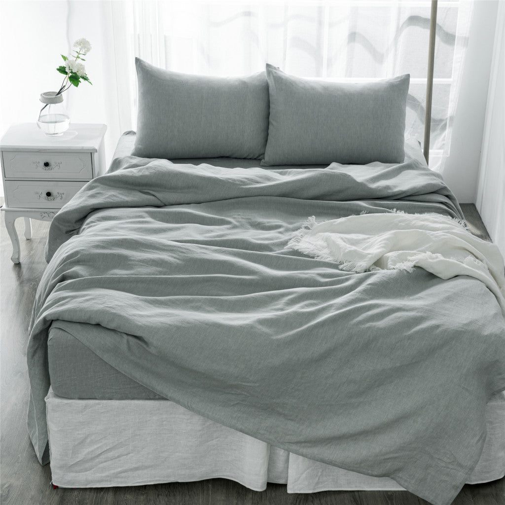Four Piece Light Pink Linen Sheet Set