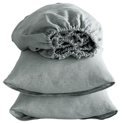 Four Piece Slate Gray Linen California King Sheet Set