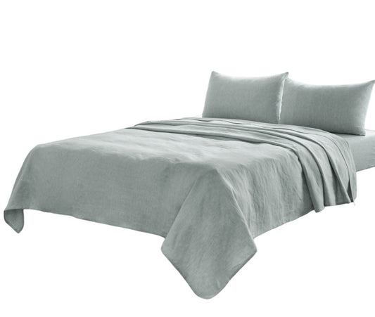Four Piece Light Pink Linen Sheet Set