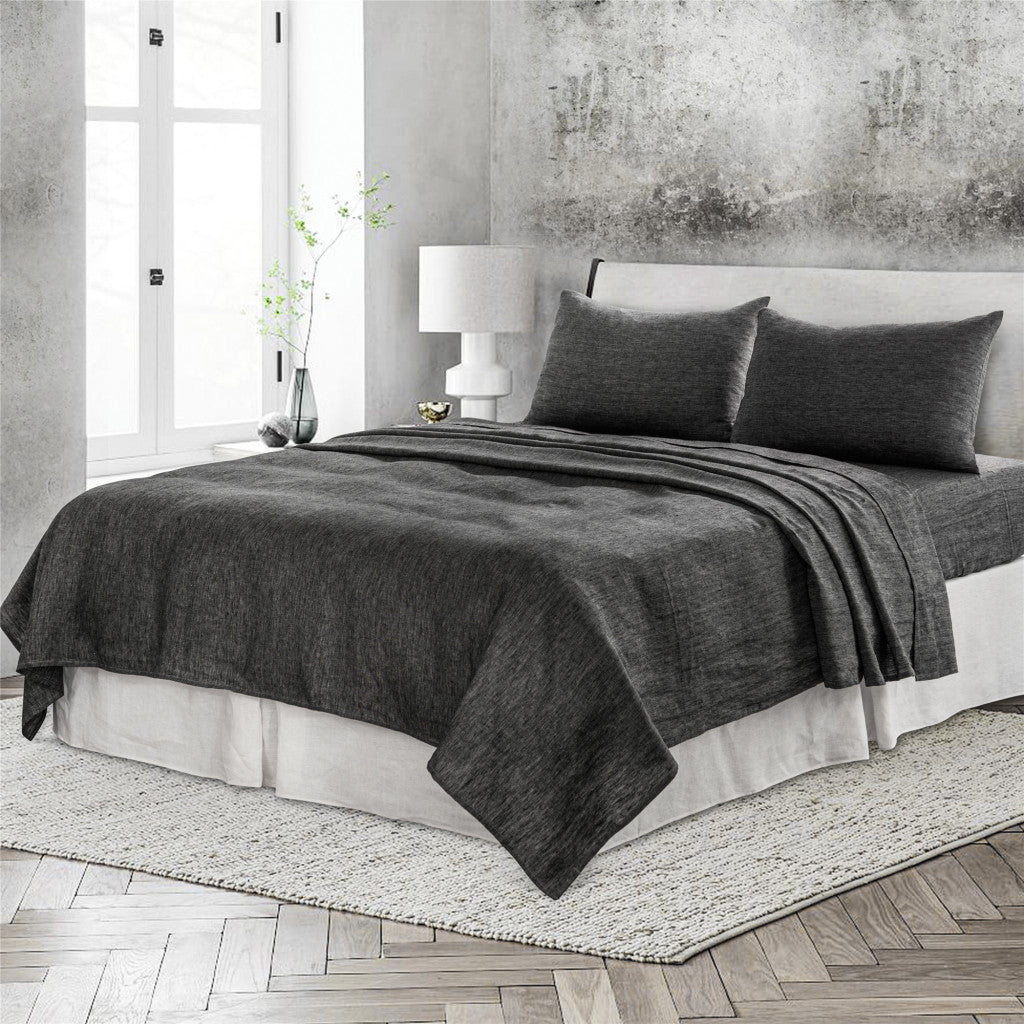 Four Piece Light Pink Linen Sheet Set
