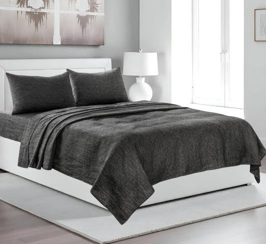 Four Piece Light Pink Linen Sheet Set