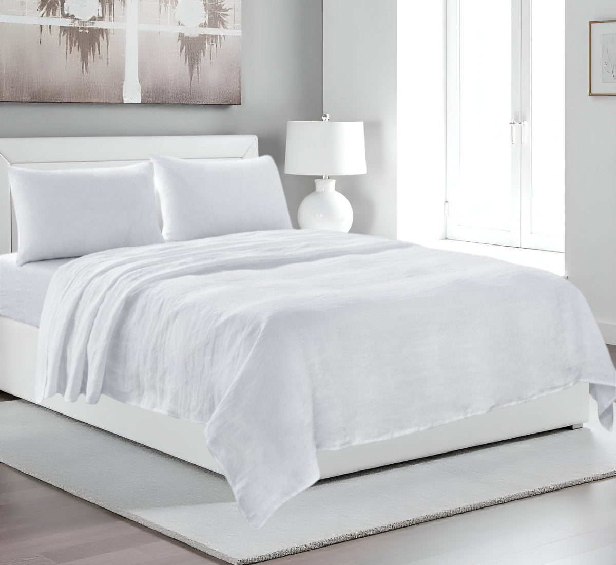 Four Piece Light Pink Linen Sheet Set