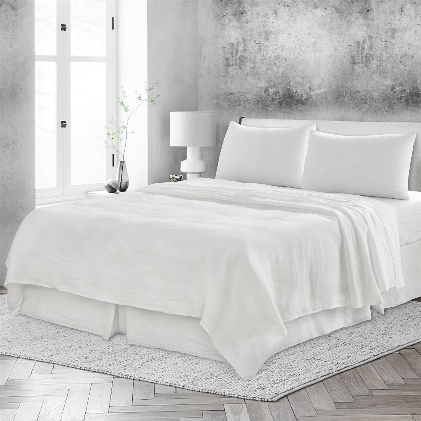 Four Piece Light Pink Linen Sheet Set